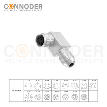 Wholesale M16 Female 5 Pin Circular Connector | Metal Right Angle Connector industrial Waterproof Power Cable