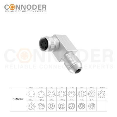 Wholesale M16 Female 5 Pin Circular Connector | Metal Right Angle Connector industrial Waterproof Power Cable