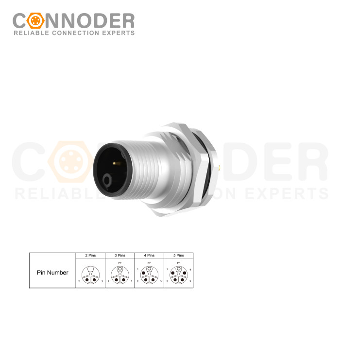Reliable M12 K Coded Male 4+PE Circular Connector - Panel Mount, M16x1.5 Solder Connection, Front Fastened | Expert OEM/ODM Services for Wholesalers and Industrial Connector Distributors