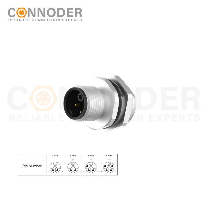 OEM & ODM Wholesale M12 K Coded Male 4+PE Circular Connector | Panel Mount, Solder Connection, M16x1.5 | Reliable Rear Fastened Solutions for Industrial Applications