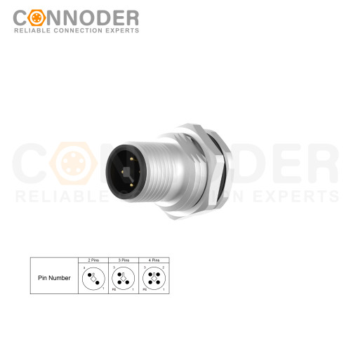 High-Quality M12 T Coded Male 2+PE Circular Connector - Wholesale OEM/ODM Solutions, Panel Mount, M16x1.5, Solder Connection, Fast Delivery