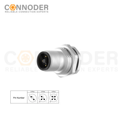 High-Quality M12 T Coded Male 2+PE Circular Connector - Wholesale OEM/ODM Solutions, Panel Mount, M16x1.5, Solder Connection, Fast Delivery