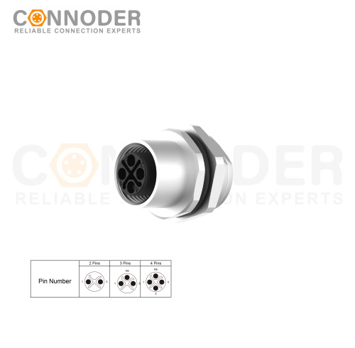 M12 S Coded Female 2 Pin Circular Connector - Factory Direct OEM & ODM Wholesale | Panel Mount, Solder Connection, M16x1.5 | Perfect for Distributors and Bulk Buyers