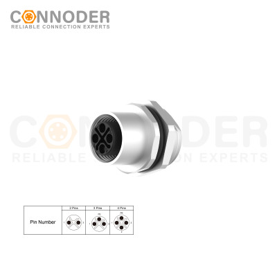 M12 S Coded Female 2 Pin Circular Connector - Factory Direct OEM & ODM Wholesale | Panel Mount, Solder Connection, M16x1.5 | Perfect for Distributors and Bulk Buyers
