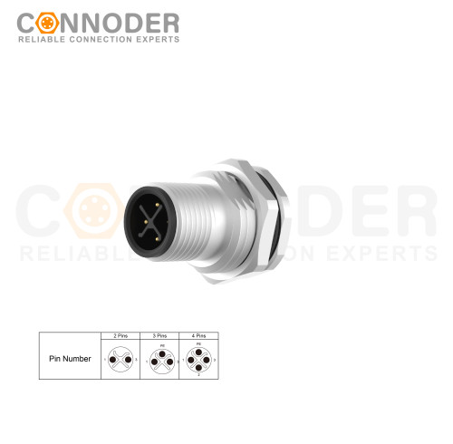 Custom Design M12 S Coded Male 3+PE Circular Connector - Wholesale Panel Mount with Solder Connection | M16x1.5, Front Fastened - Perfect for Distributors and Resellers