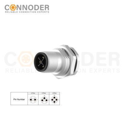 Custom Design M12 S Coded Male 3+PE Circular Connector - Wholesale Panel Mount with Solder Connection | M16x1.5, Front Fastened - Perfect for Distributors and Resellers