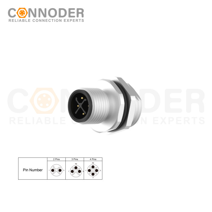 Bulk Buy M12 S Coded Male 3+PE Circular Connector | OEM/ODM Panel Mount, Solder Connection, M16x1.5 Rear Fastened for Industrial Connectors and Cable Solutions