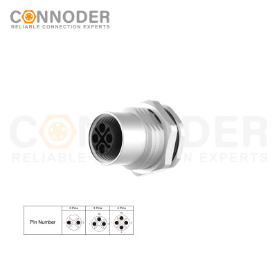 Wholesale M12 S Coded Female 3+PE Circular Connector | Panel Mount,Solder Connection,M16x1.5, Front Fastened