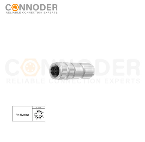 Professional Grade M12 X Coded Female 8 Pin Circular Connector | OEM & ODM Services | Metal Assembled, Field Wireable, Screw Connection, PG7 Shielded