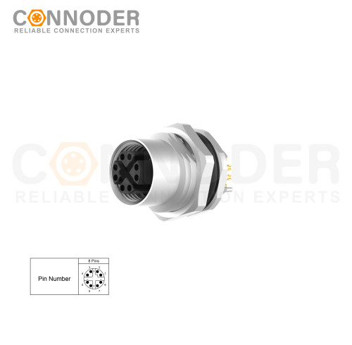 Wholesale M12 X Coded Female 8 Pin Circular Connector - OEM & ODM Solutions for Panel Mount, Solder Connection, M16x1.5, and Front Fastened Applications | High-Quality Industrial Connectors for Distributors and Wholesalers