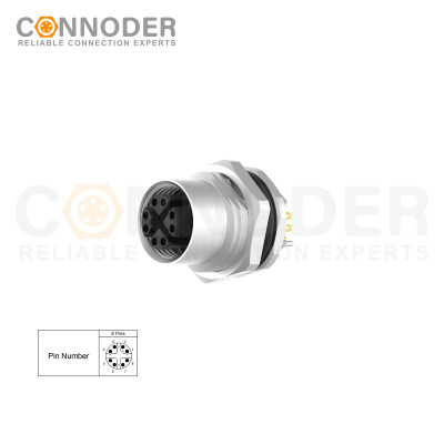 Wholesale M12 X Coded Female 8 Pin Circular Connector - OEM & ODM Solutions for Panel Mount, Solder Connection, M16x1.5, and Front Fastened Applications | High-Quality Industrial Connectors for Distributors and Wholesalers