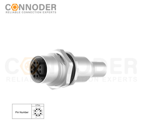 Wholesale M12 X Coded Female 8 Pin Circular Connector | Reliable OEM/ODM Services, Panel Mount, Solder Connection, M16x1.5, Front Fastened, Shielded for Industrial Use