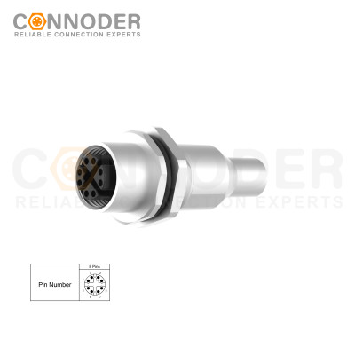 Wholesale M12 X Coded Female 8 Pin Circular Connector | OEM/ODM Services Available | Panel Mount, M16x1.5 Solder, Rear Fastened, Shielded | Ideal for Industrial Applications
