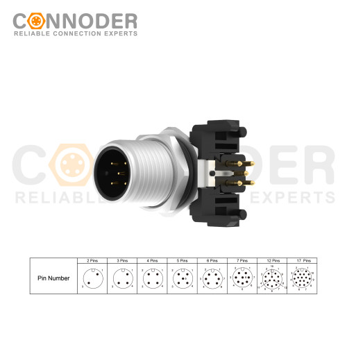 OEM & ODM M12 A Circular Connector | Panel Mount with PCB Dip-solder Connection - A Code, M12x1.0 for Wholesale and Distributors
