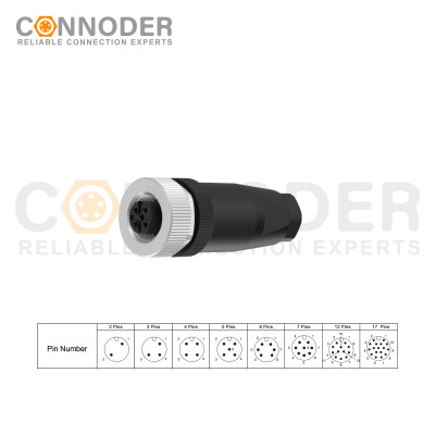 M12 5 Pin Male Connector | A Code Industrial Circular Connector Field Assembly Wireable Sensor IP67 Unshiled Straight Type Adapter 125V 4A AC/DC Connector for PG7