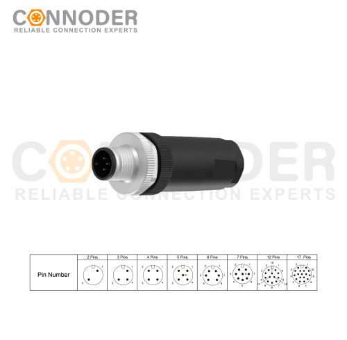 M12 Field Wireable Connector A Code Straight 5pin Male Non-shield connector | Male Straight Field Wireable,Screw Connection,A code,PG9