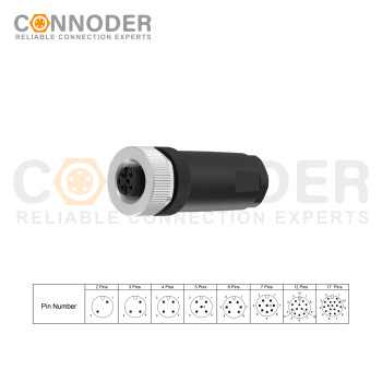 M12 5pin Comector 5 Pin Connector | Field Wireable Male Female A-code B C Code Circular Custom Metal Plastic for Straight Sensor