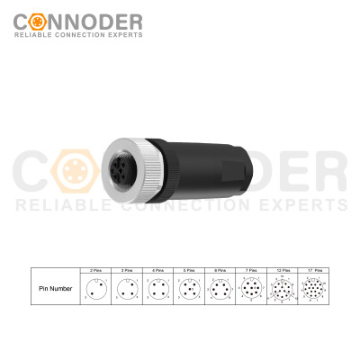 M12 5pin Comector 5 Pin Connector | Field Wireable Male Female A-code B C Code Circular Custom Metal Plastic for Straight Sensor