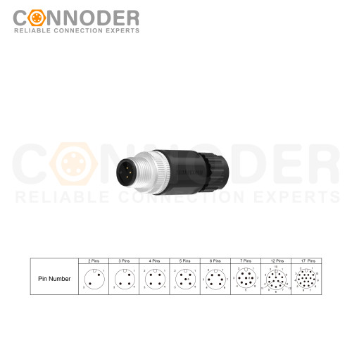 Factory Direct Sales M12 A Circular Connector | 5 Pin Field Wireable,Straight Plastic Assembled,Solder Connection,A code,
