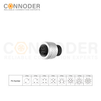 M12 5Pin Female Metal Shell Shield Molded A Cable Connector | Female Metal Shell Unshielded Overmolded  Connector,Solder Connection,A code,Custom