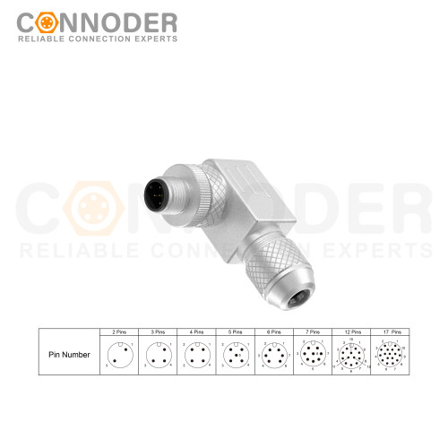 Male M12 Field Wireable Connector | 6 Pin Male Metal Assembled,Field Wireable,Screw Connection,A code,Shielded,PG9