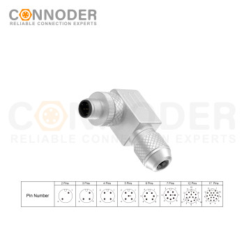 Male M12 Field Wireable Connector | 6 Pin Male Metal Assembled,Field Wireable,Screw Connection,A code,Shielded,PG9