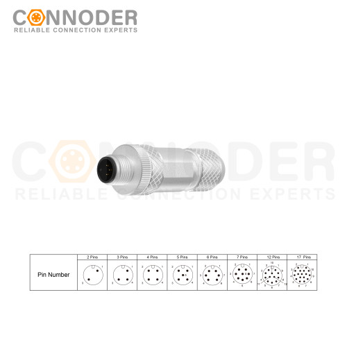 M12 4 Pin Male Connector | D Code Shielding Metal Shell Sensor Field Assembly Circular Connector IP67 Straight Type Adapter 250V 4A AC/DC Connector for PG7/PG9