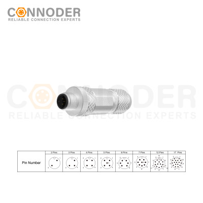 M12 4 Pin Male Connector | D Code Shielding Metal Shell Sensor Field Assembly Circular Connector IP67 Straight Type Adapter 250V 4A AC/DC Connector for PG7/PG9