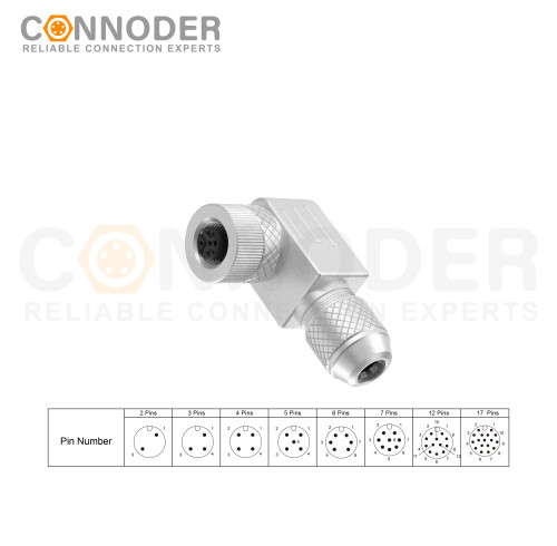 M12 Female  Field Wireable Connector | 5 Pin Metal Assembled,Field Wireable,Screw Connection,A code,Shielded,PG9