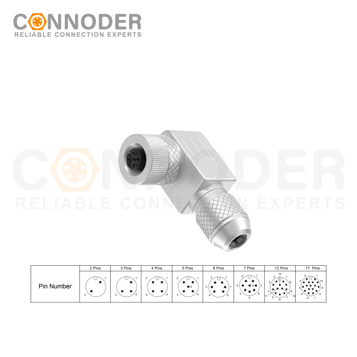 M12 Female Field Wireable Connector | 5 Pin Metal Assembled,Field Wireable,Screw Connection,A code,Shielded,PG9