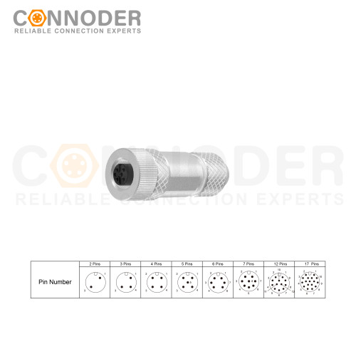 M12 4 Pin Female Connector | D Code Shielding Metal Shell Sensor Field Assembly Circular Connector IP67 Straight Type Adapter 250V 4A ACDC Connector for PG7PG9