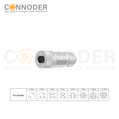M12 4 Pin Female Connector | D Code Shielding Metal Shell Sensor Field Assembly Circular Connector IP67 Straight Type Adapter 250V 4A ACDC Connector for PG7PG9