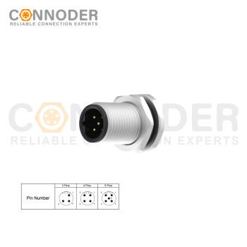 Wholesale M12 B 4 Pin Circular Connector l Male Sensor Connector Aviation Plug Welded Plate Rear Mounted Front Lock
