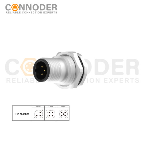 Wholesale M12 B Circular Connector l  5 Pin Straight Soldering Backboard mounting Front Fastened Connector M16*1.5