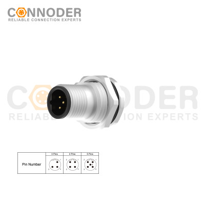 Wholesale M12 B Circular Connector l  5 Pin Straight Soldering Backboard mounting Front Fastened Connector M16*1.5
