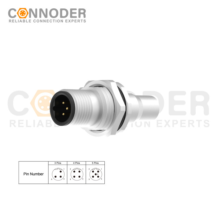 Wholesale M12 5 Pin Circular Connector l B Code, Welded Type, Front Lock Mount, With Shield, Factory Manufacturer