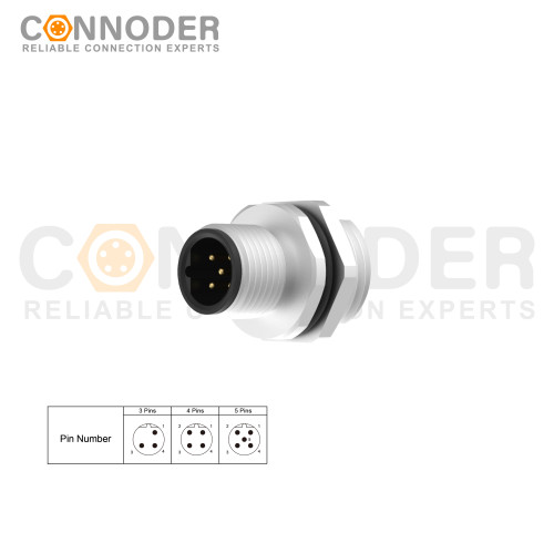 Wholesale M12 B 5 Pin Circular Connector l  Male Welded Plate Front Mounting (Rear Lock) Connector