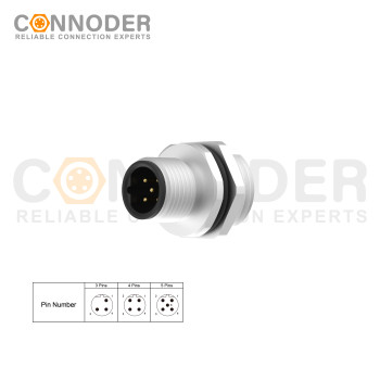 Wholesale M12 B 5 Pin Circular Connector l  Male Welded Plate Front Mounting (Rear Lock) Connector