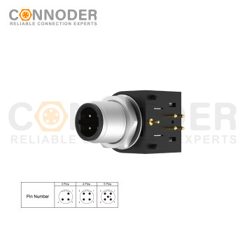 Wholesale M12 B Circular Connector l  5 Pin Rear Mount Sockets, PCB Dip-solder Connection,B code,M15x1
