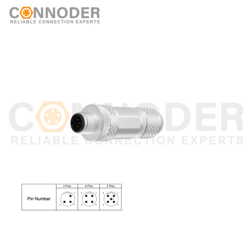 Wholesale M12 B Circular Connector l 5 Pin Metal Assembled,Field Wireable,Solder Connection,B code,Shielded