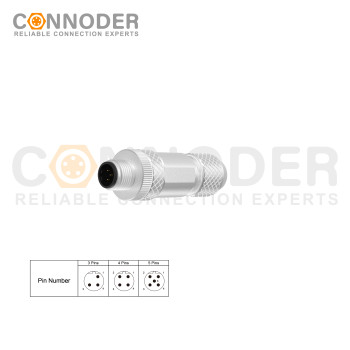Wholesale M12 B Circular Connector l 5 Pin Metal Assembled,Field Wireable,Solder Connection,B code,Shielded