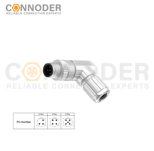 Wholesale M12 B Circular Connector l 5 Pin Male Metal Assembled,Field Wireable,Solder Connection,B code,Shielded
