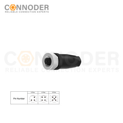 Wholesale M12 B-Coded Circular Connector, Female Field Wireable Plug, Screw Termination, PG7, IP67 Industrial Sensor Connector