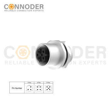 Wholesale M12 Circular Connector l 4 Pin Panel Mount,Solder Connection,M12x1.0, Rear Fastened