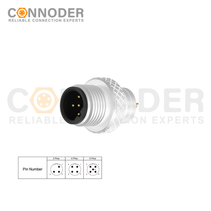 Wholesale M12 B Circular Connector l 4 PinMetal Shell Unshielded Overmolded Connector,Solder Connection,Custom