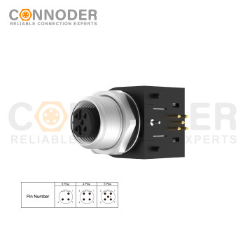 Wholesale M12 B Circular Connector l 5 Pin Female Rear Mount Sockets, PCB Dip-solder Connection,M15x1