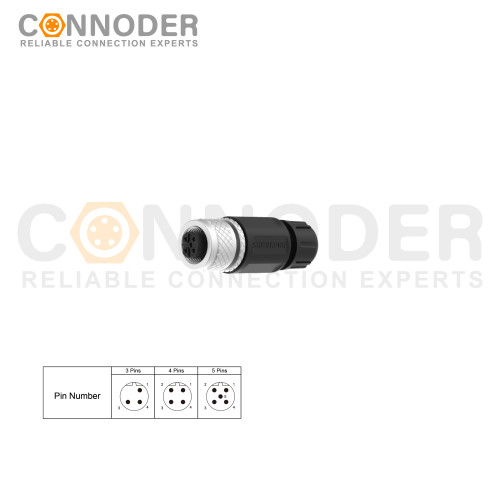 Wholesale M12 B Circular Connector l 5 Pin Female Field Wireable,Straight Plastic Assembled,Solder Connection,batch