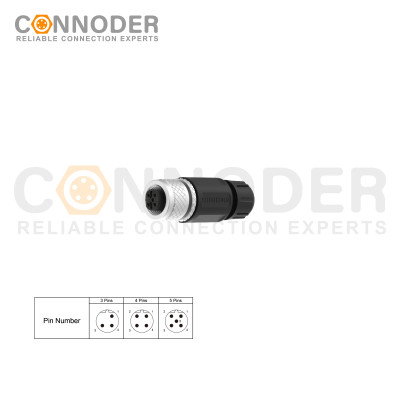 Wholesale M12 B Circular Connector l 5 Pin Female Field Wireable,Straight Plastic Assembled,Solder Connection,batch