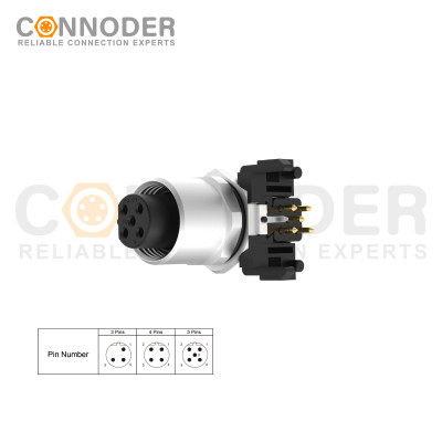 Wholesale M12 B Circular Connector l 5 Pin Panel Mount, PCB Dip-solder Connection,M12x1.0,