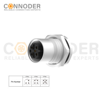Wholesale M12 B Circular Connector l 5 Pin Panel Mount,PCB Dip-solder Connection,M16x1.5, Front Fastened